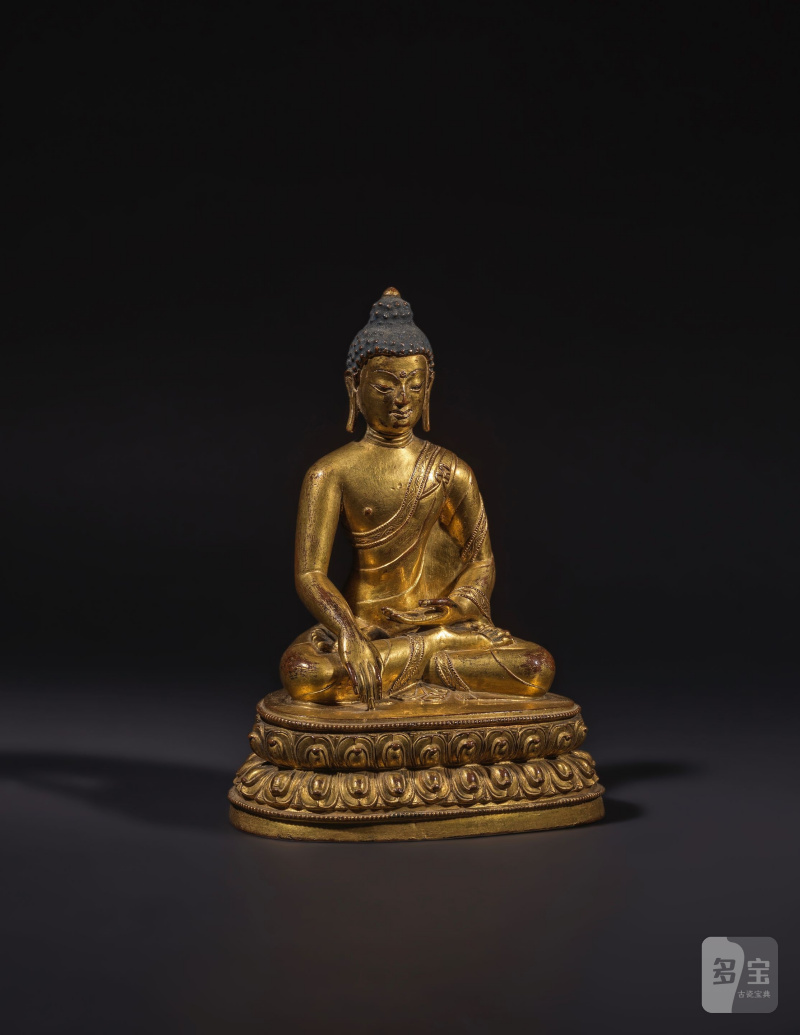 STATUETTE DE BOUDDHA SHAKYAMUNI EN BRONZE DORÉ - 图5